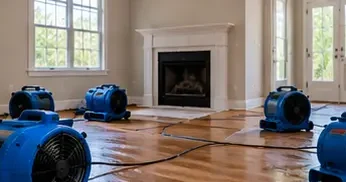Drying a hardwood floor with air movers
